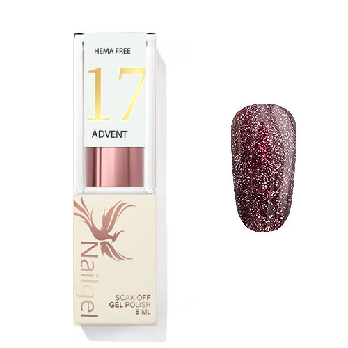 Advent 17 - Gel lac 8 ml - Bordo cu sclipici -