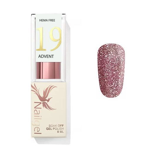 Advent 19 - Gel lac 8 ml - Lila cu sclipici -