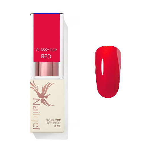 Glassy Top Coat- RED- 8 ml