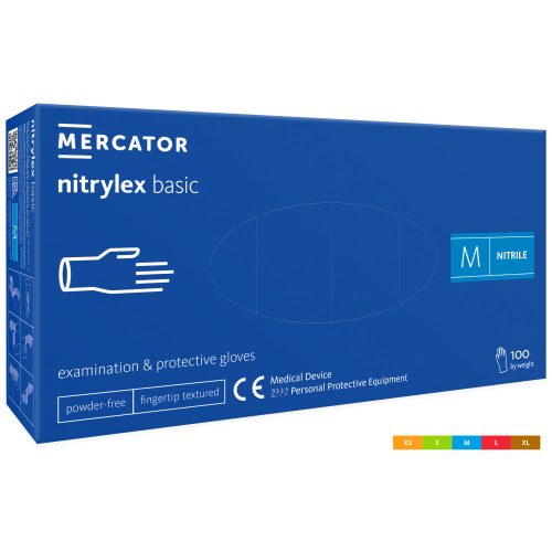 NITRYLEX BASIC A100 BLUE - mănuși de examinare din nitril fără pudră, albastre, mărimea M