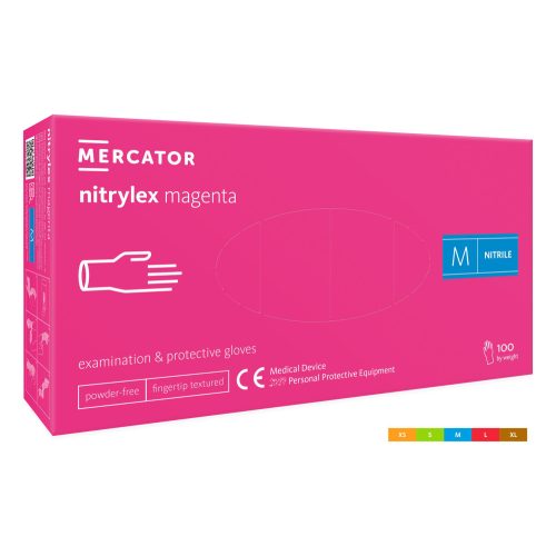 Nitrylex mănuși de examinare magenta din nitril, fără pudră, de culoare magenta (roz intens), mărimea S